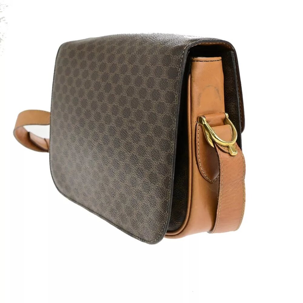 CELINE Macadam Pattern Horse Carriage Shoulder Bag PVC Leather Brown GHW 98YG603 - Picture 7 of 15